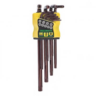 Набор угловых ключей TORX с отверстием 9 штук (T10, T15, T20, T25, T27, T30, T40, T45, T50) "РОСОМАХ