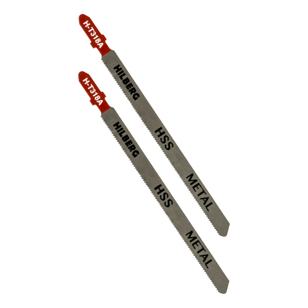 Пилки HSS для лобзика 2шт, Hilberg Metal прямолинейный рез 130*1.0мм, 20TPI H-T318A