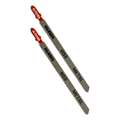 Пилки HSS для лобзика 2шт, Hilberg Metal прямолинейный рез 130*1.0мм, 20TPI H-T318A