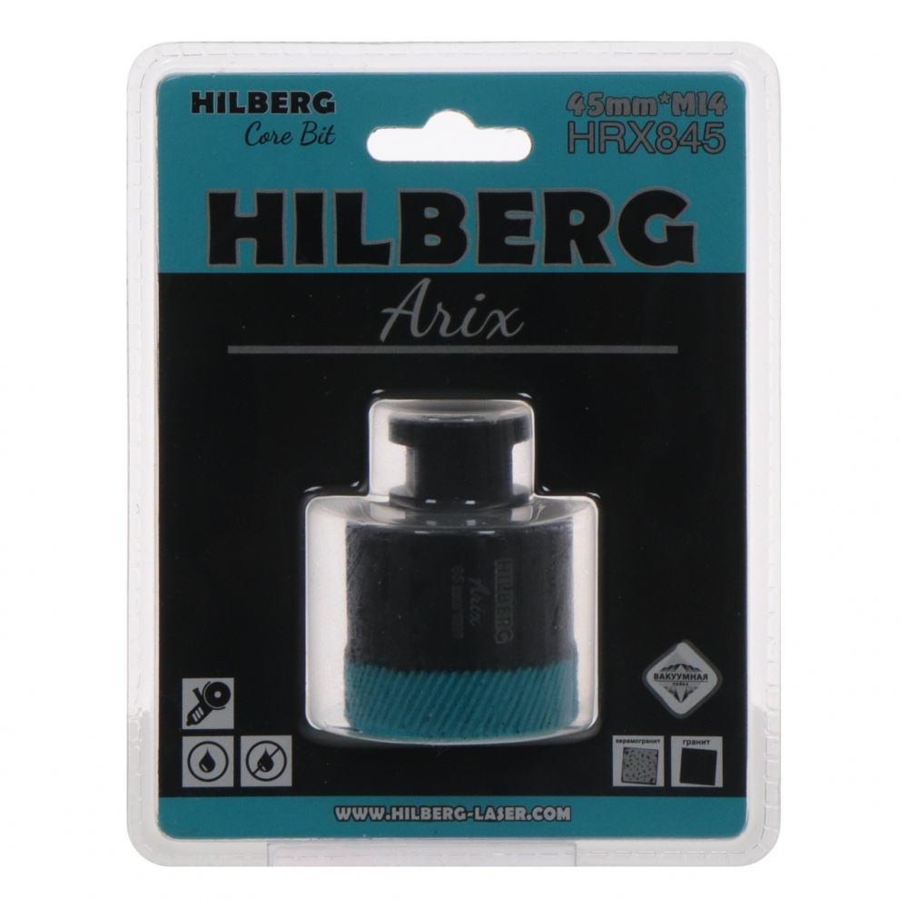 Коронка алмазная по керамограниту 45 мм Hilberg Arix M14 HRX845