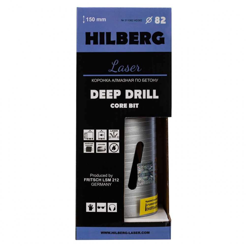 Коронка алмазная по бетону Hilberg HD382 (82x150 мм) Laser Deep Drill