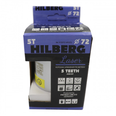 Коронка алмазная по бетону Hilberg HP272 (72 мм) Laser Five Teeth