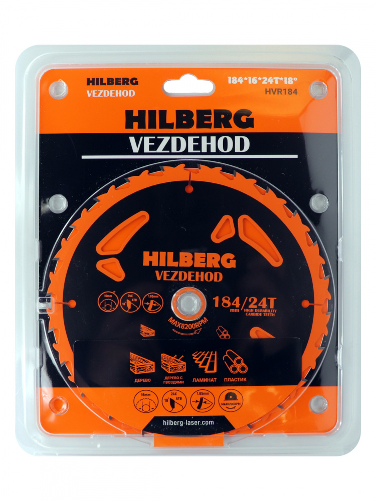 Диск пильный Hilberg HVR184 (184х16х24Тх18º) Vezdehod (reverse)
