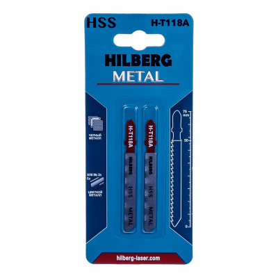 Пилки HSS для лобзика 2шт, Hilberg Metal прямолинейный рез 76*1.0мм, 20TPI