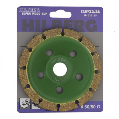 Чашка для резки и шлифовки Hilberg 533125 (125x22,23) Super Wood Cup 60/80