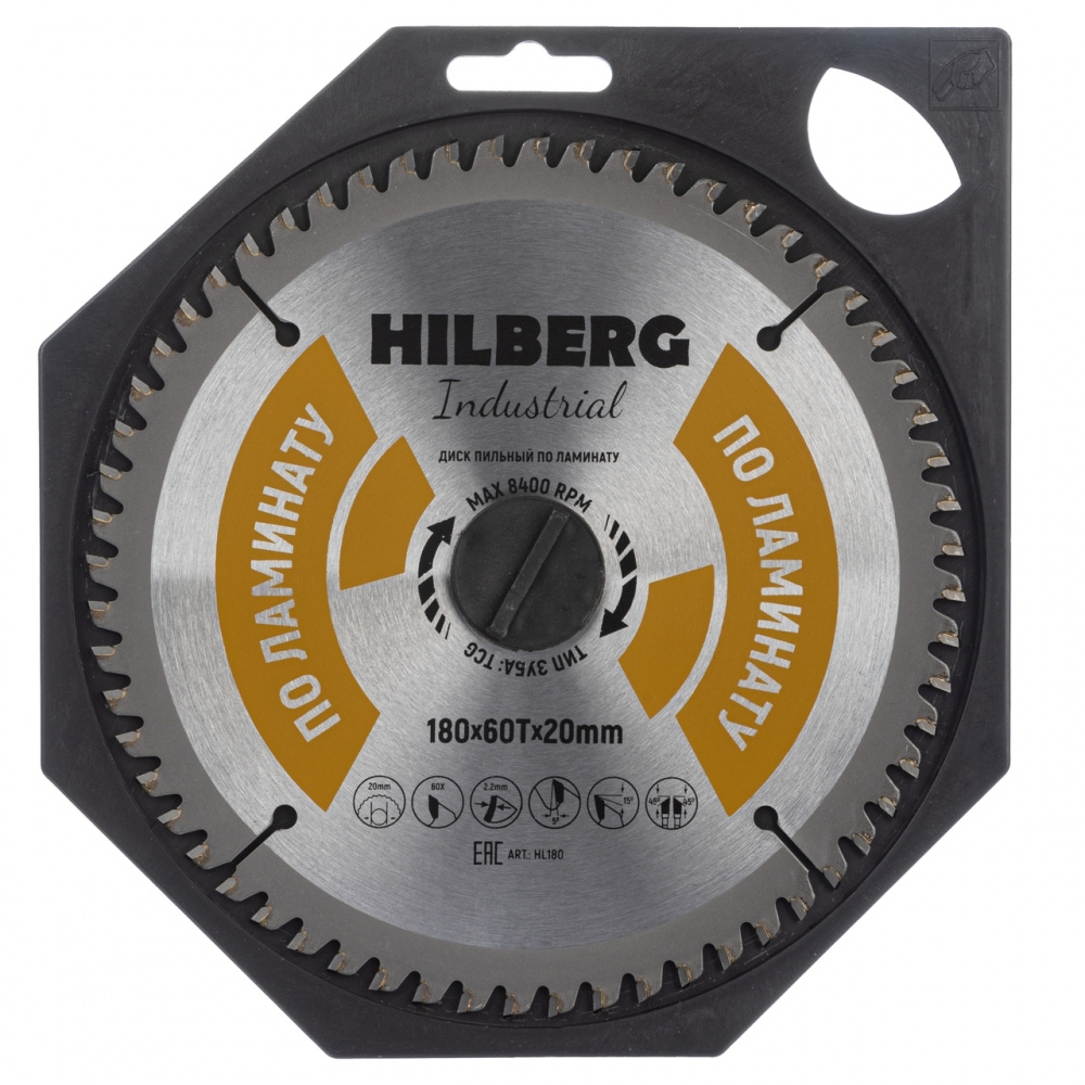 Диск пильный Hilberg HL180 (180x20x60Т) Industrial Ламинат