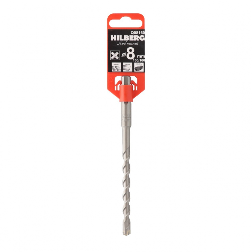 Бур для перфоратора Hilberg Q08160 SDS-plus Quadro 8х160(100) мм