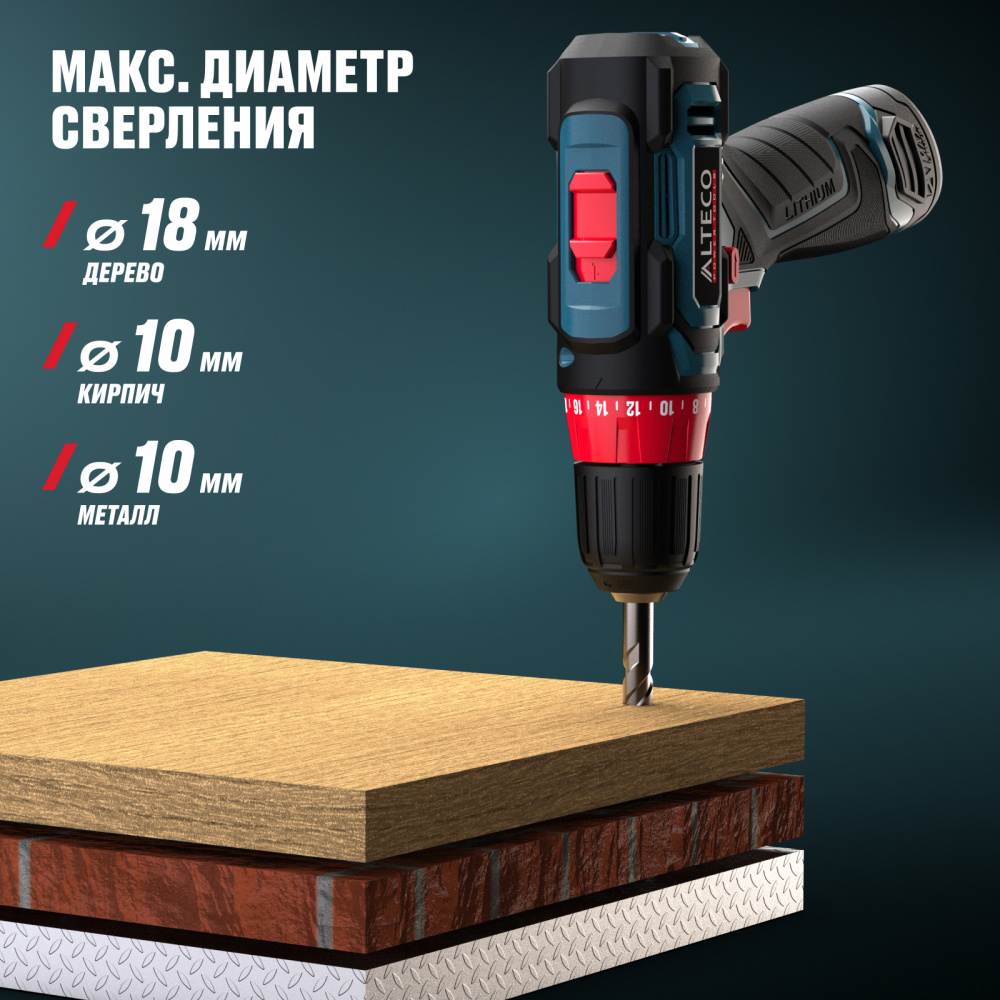 Аккумуляторная дрель шуруповёрт ALTECO CD 12-23 X2 78072