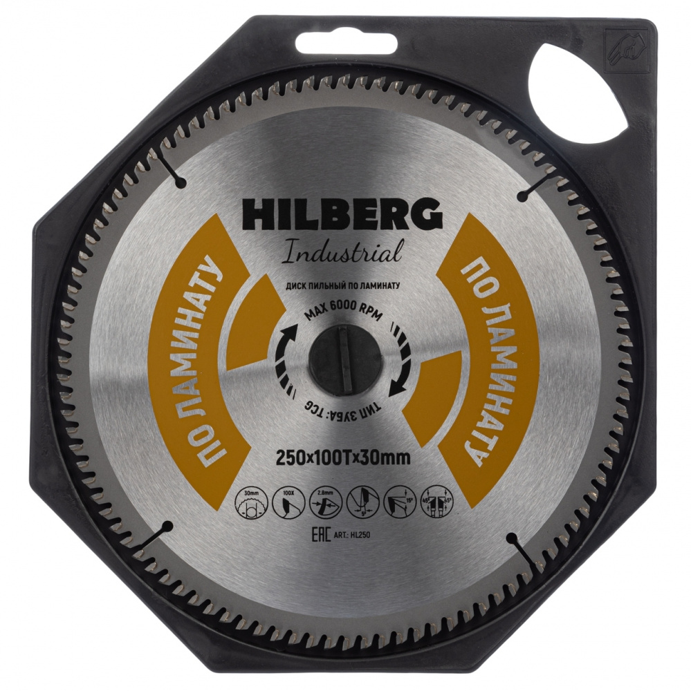 Диск пильный Hilberg HL250 (250x30x100Т) Industrial Ламинат