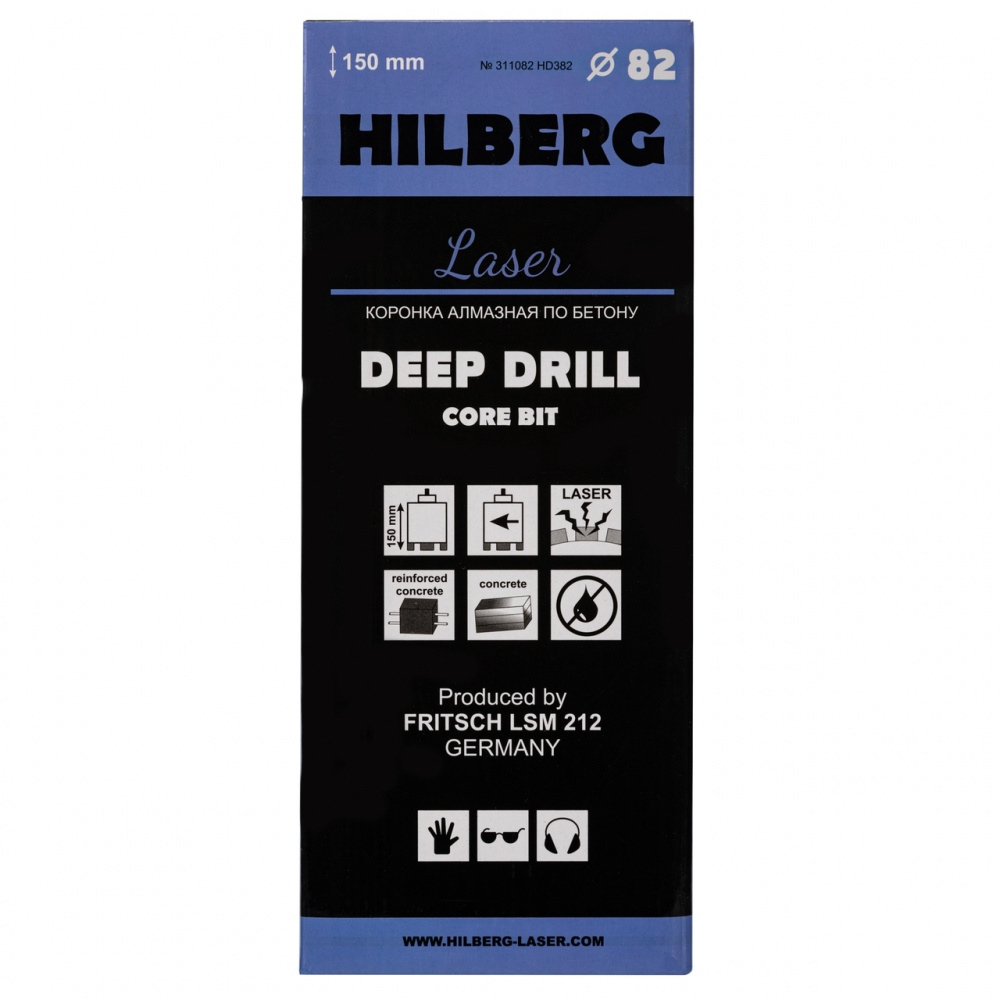 Коронка алмазная по бетону Hilberg HD382 (82x150 мм) Laser Deep Drill