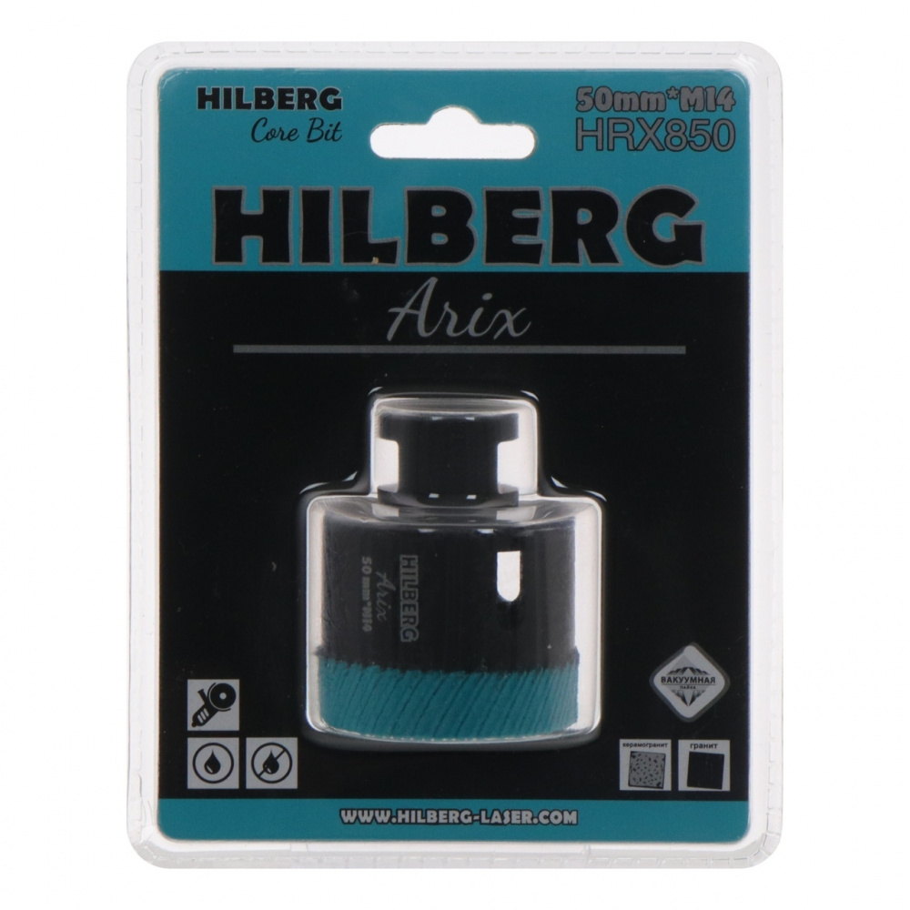 Коронка алмазная по керамограниту 50 мм Hilberg Arix M14 HRX850
