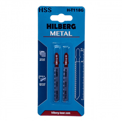 Пилки HSS для лобзика 2шт, Hilberg Metal прямолинейный рез 76*1.0мм, 32TPI