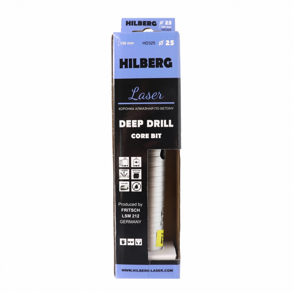 Коронка алмазная по бетону Hilberg HD325 (25x150 мм) Laser Deep Drill
