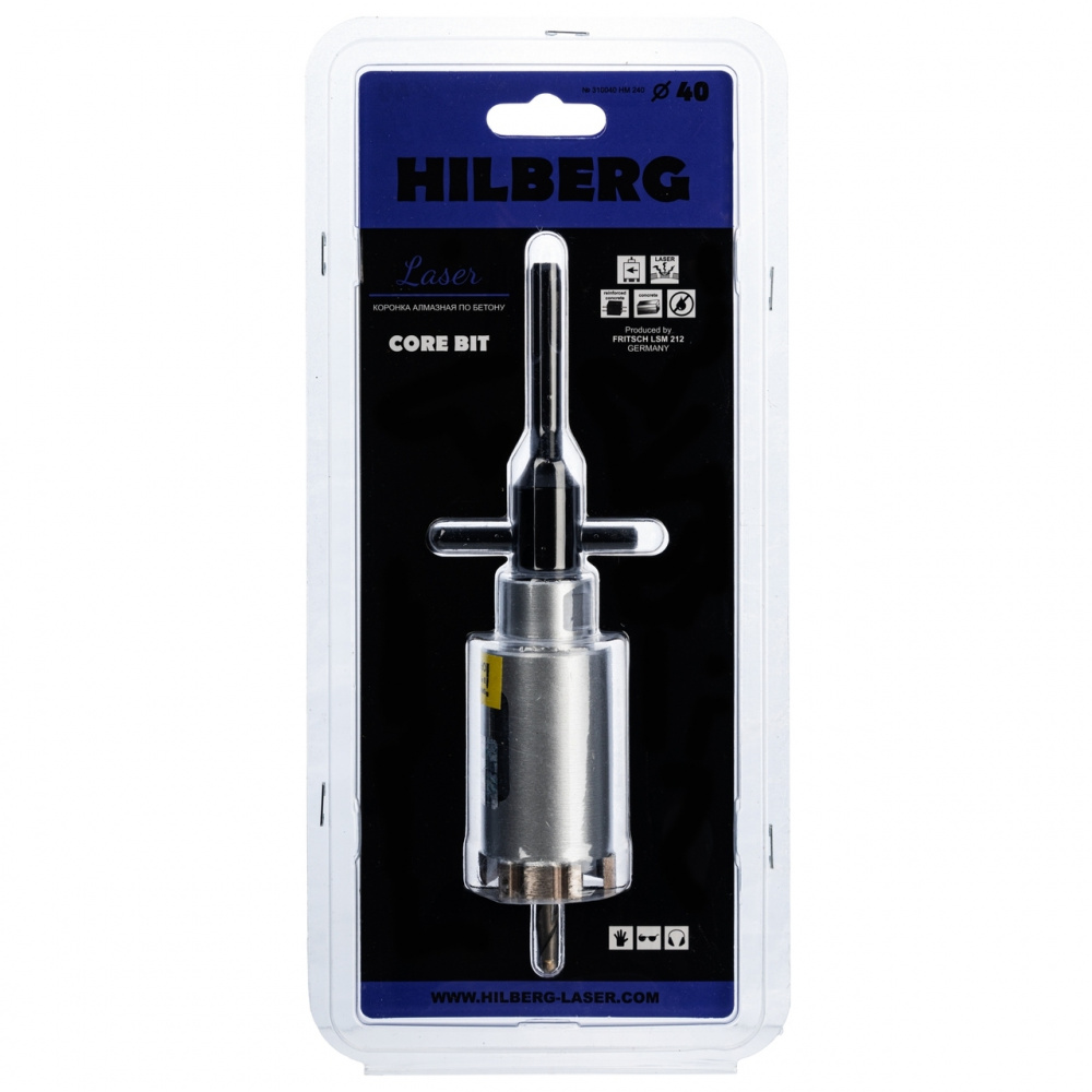 Коронка алмазная по бетону Hilberg HM240 (40 мм) Laser