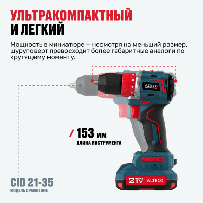 Бесщеточная аккумуляторная дрель шуруповерт ALTECO CD 21-60 BL 82042