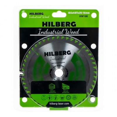 Диск пильный Hilberg HW186 (185x20/16x48Т) Industrial Дерево