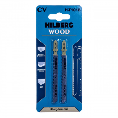 Пилки CV для лобзика 2шт, Hilberg Wood чистый рез 100*1.3мм,10TPI H-T101B
