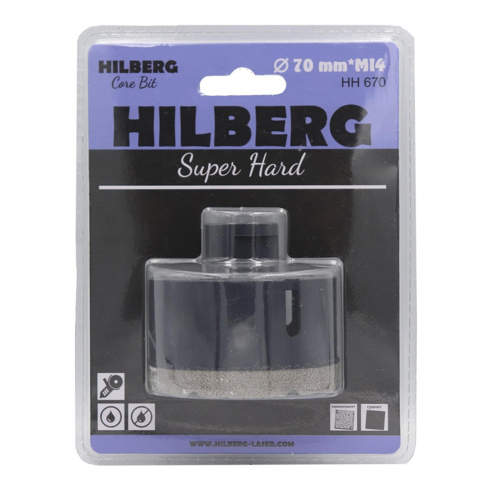 Коронка алмазная Hilberg HH670 (70 мм) Super Hard M14