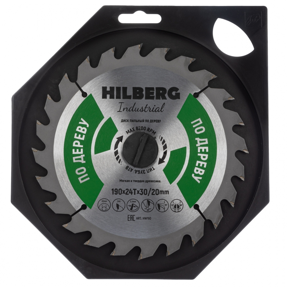 Диск пильный Hilberg HW190 (190x30/20x24Т) Industrial Дерево