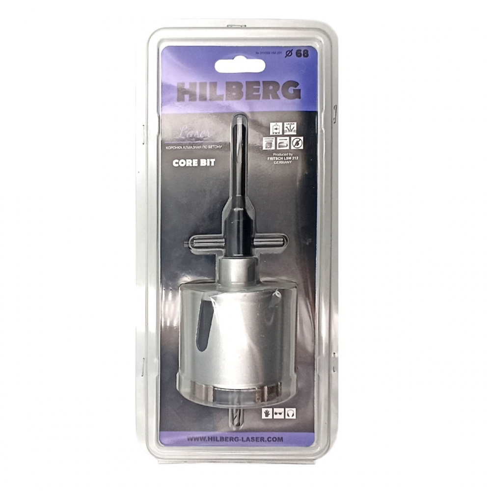 Коронка алмазная по бетону Hilberg HM201 (68 мм) Laser