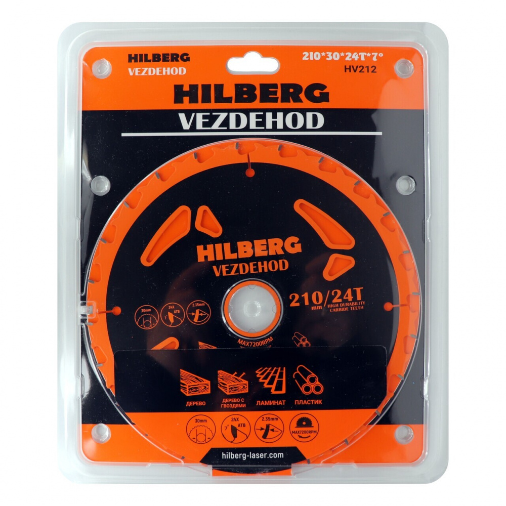 Диск пильный Hilberg HV212 (210х30х24Тх7º) Vezdehod